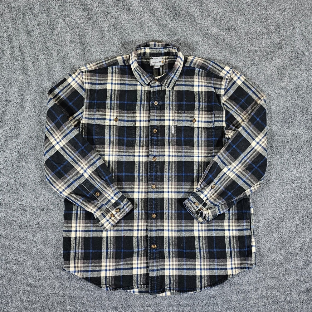 Carhartt Original Fit Heavyweight Plaid Flannel Shirt‎ Dark Blue Men's Size XL